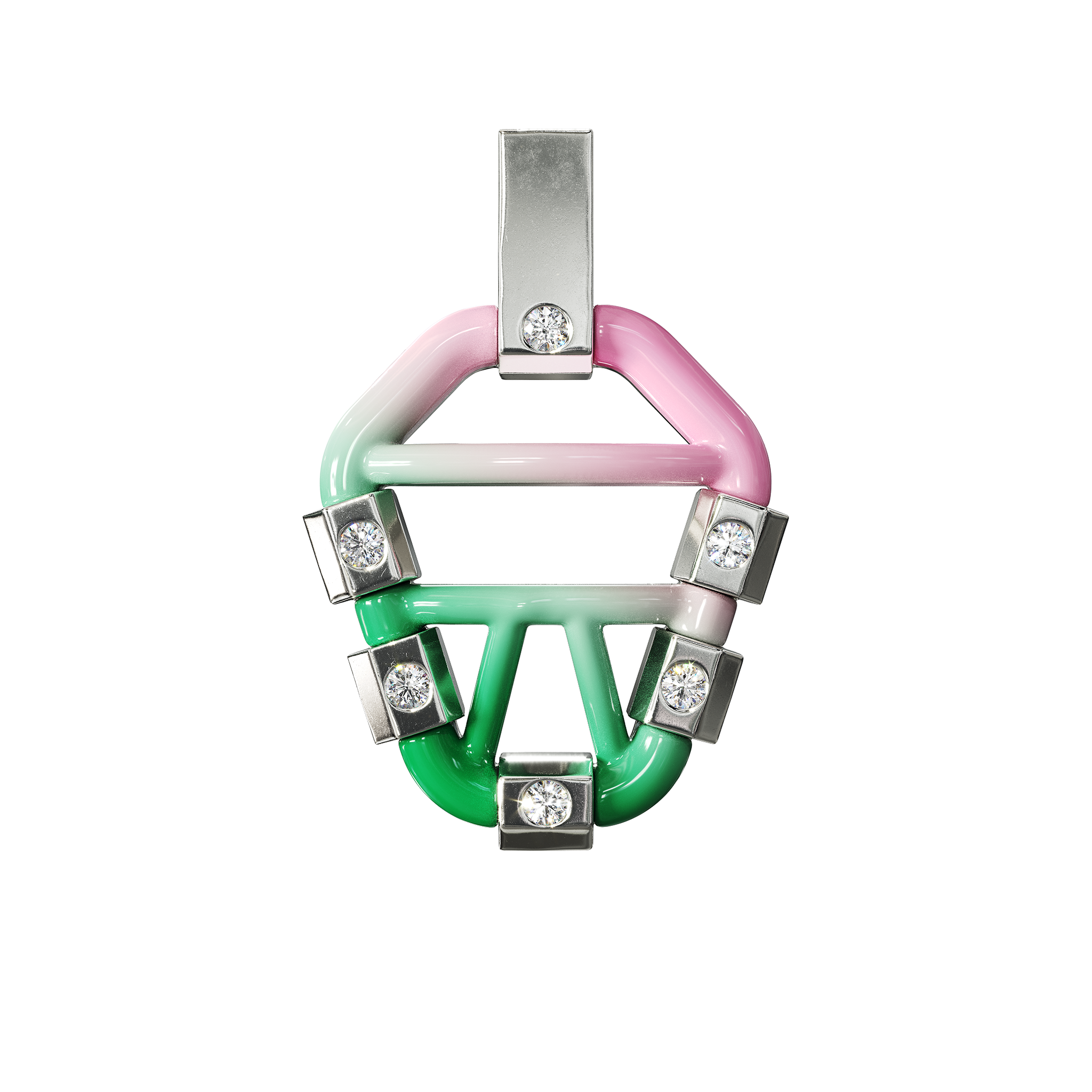 A detail of Sodium Pendant in Retba Pink Gradient